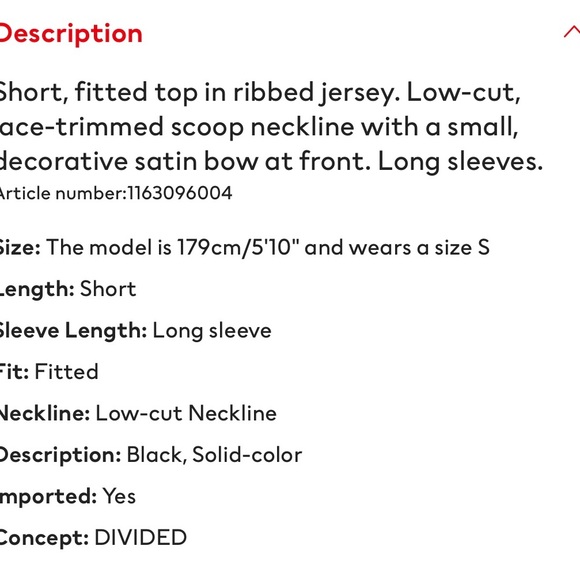 HM long sleeve lace trim top - Picture 6 of 6